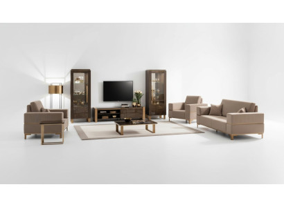 Wandmeubel TV Lowboard Elegante vitrine Woonkamer Design Klassiek 3-delig.