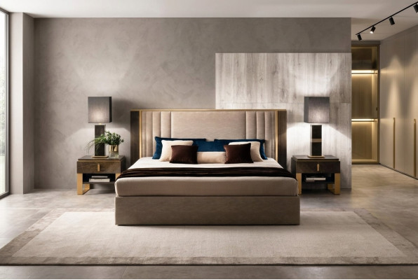 Bed 2x Nightstand Design Bedroom 3-piece. Classic Luxury Bed Set Furniture