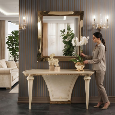 Meubelstijl barok console tafelspiegel hout Italiaanse tafels set van 2 stuks