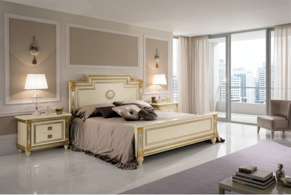 Bed 2x bedside table design bedroom Classic 3-piece Luxury Bed Set Furniture