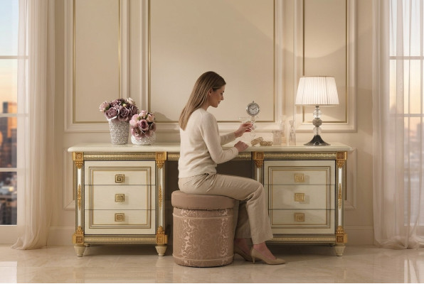 Ontwerp Kruk Zitpoef Slaapkamer Designer Ronde Gestoffeerde Bank Zitmeubel Nieuw