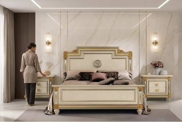 Italiaanse meubels bed bedden houten bed massief hout tweepersoonsbed nieuw arredoclassic