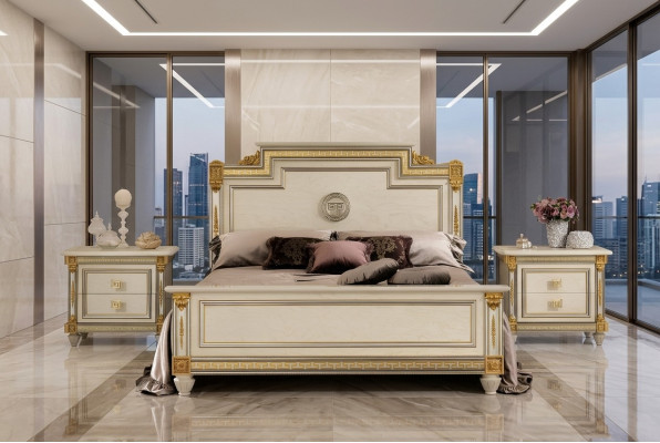 Italiaanse meubels bed bedden houten bed massief hout tweepersoonsbed nieuw arredoclassic