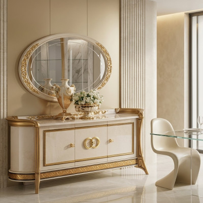 Dressoir + spiegel Dressoir Slaapkamer Commode Barok Rococo arredoclassic nieuw