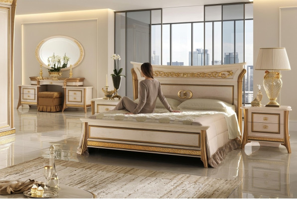 3-delige slaapkamerset Bed 2x nachtkastje Console Tweepersoonsbedden Hotelmeubilair