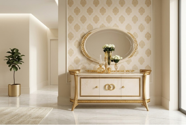 Ladenkast Houten Meubels Barok met Spiegel Luxe Italiaanse Meubels 2-delig Set Nieuw