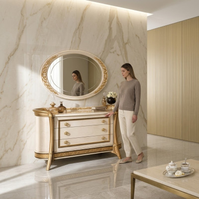 Spiegelcommode kast commodes slaapkamer set hout klassieke stijl 2-delig.