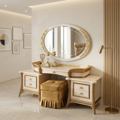 Kaptafel met spiegel Luxe console dressoir Slaapkamertafel Barok Rococo