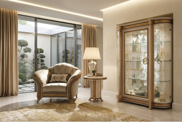 Woonkamer Luxe Fauteuil Hotel Bekleding Klassiek Eenpersoons Beige arredoclassic