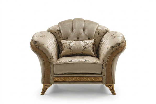 Woonkamer Luxe Fauteuil Hotel Bekleding Klassiek Eenpersoons Beige arredoclassic