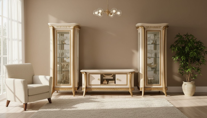 Woonkamer dressoir 2x vitrine 3-delig woonkamer meubel arredoclassic set ontwerp  Woonkamer dressoir 2x vitrine 3-delig woonkamer meubel arredoclassic set ontwerp