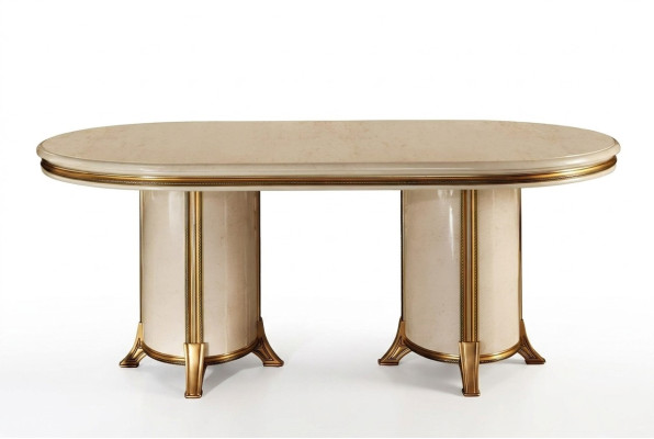 Eetkamer Woonkamer Klassiek Beige arredoclassic Eettafel Design Tafel Hout