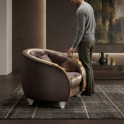Klassieke fauteuil tv bank 1-zits bank designer textielbanken gestoffeerd nieuw
