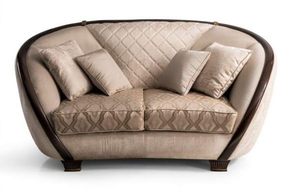 Woonkamer stoffen bank sofa 2-zits designbank beige textiel bekleding Wohnzimmer Stoffsofa Zweisitzer Designer-Sofa beige Textilbezug