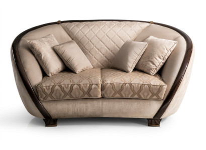 Woonkamer stoffen bank sofa 2-zits designbank beige textiel bekleding Wohnzimmer Stoffsofa Zweisitzer Designer-Sofa beige Textilbezug