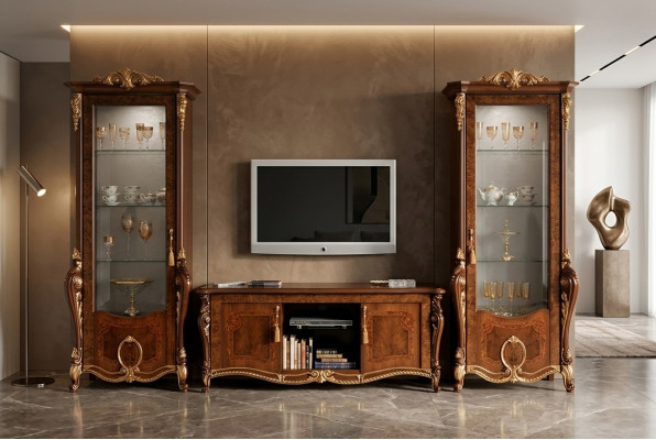 Woonkamerset Ontwerper Woonkamer Dressoir 2x Vitrine 3-delige Woonwand Nieuw  Woonkamerset Ontwerper Woonkamer Dressoir 2x Vitrine 3-delige Woonwand Nieuw