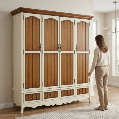 Slaapkamer houten kledingkast 3-deurs wandkast Kasten Kledingkasten