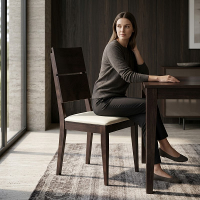 Massieve stoelen Stoel Fauteuil Textiel Fauteuil Lederen Lounge-bekleding Massief hout