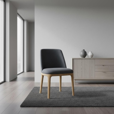 Ontwerpstoel met gestoffeerde leunstoel, massief houten loungestoelen van textielhout, nieuwe fauteuil.