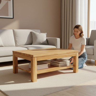 Salontafel Houten tafel Massief hout Bijzettafel Tafel 120x80 Salontafels