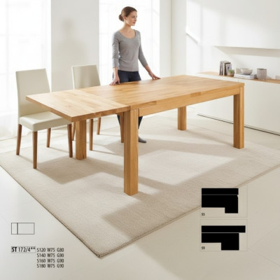 Tafel Eettafel Massief meubilair Eetkamer 180x90cm Echt hout Massief hout Nieuwe tafels