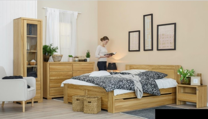 Slaapkamermeubilair 3-delig set Bed Nachtkastjes 2x Bedden Echt hout Massief hout