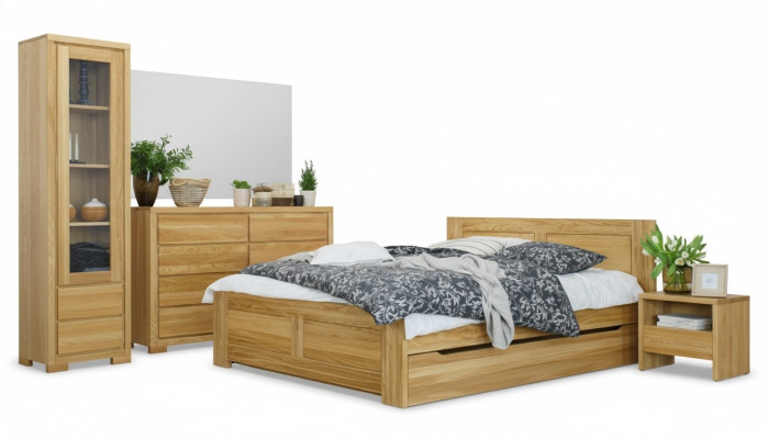 Slaapkamermeubilair 3-delig set Bed Nachtkastjes 2x Bedden Echt hout Massief hout