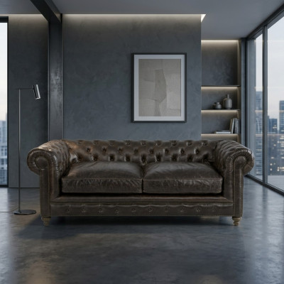 Bruine Chesterfield 3-zits designer woonkamer 3-zits bank