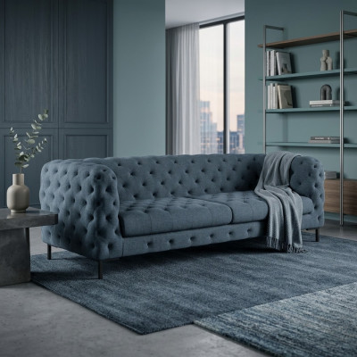 Grijze moderne 3-zits Chesterfield woonkamer stijlvolle bank.