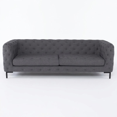 Grijze gestoffeerde Chesterfield 3-zits luxe woonkamerbank