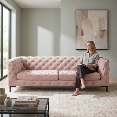 Chesterfield Bank Bank Bekleding Stof Leren Bankstel Bankstel 3-Zitter