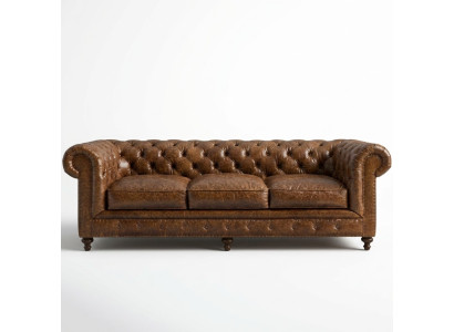 Ontwerper Chesterfield bruine driezitter luxe 3-zitsbank