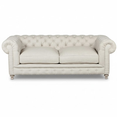Witte gestoffeerde Chesterfield 3-zits luxe woonkamerbank