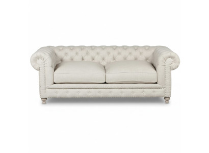 Witte gestoffeerde Chesterfield 3-zits luxe woonkamerbank