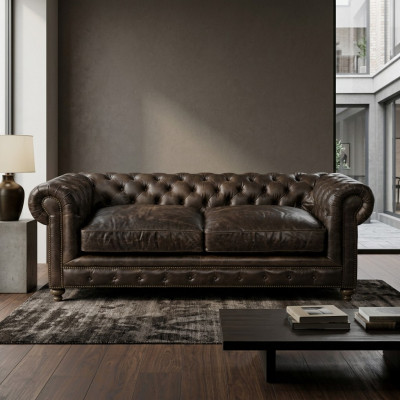 Moderne Zwarte Chesterfield Driezits Woonkamer Luxe Bankstel