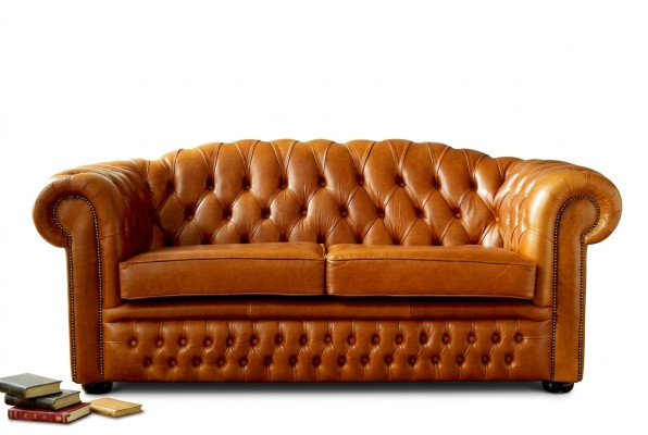 Chesterfield Bank Bankstel Bekleding Stof Leer Bankstellen Bruine Set 3-Zitter