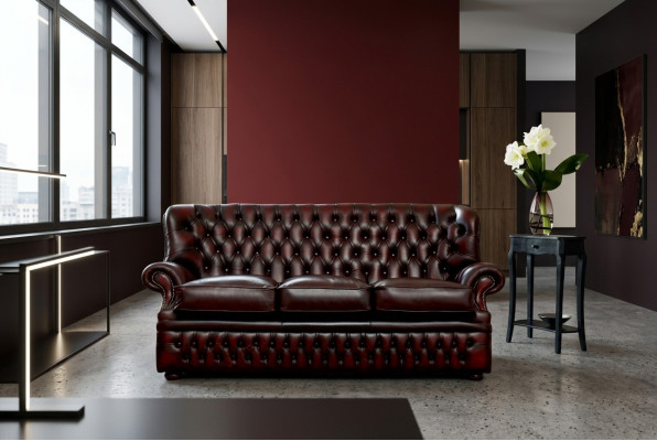 Bruine Chesterfield 3-zitsbank in antieke stijl designer woonkamerbank