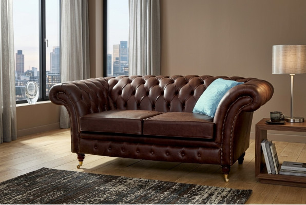 Chesterfield Herenclubbank Sofa Leren Bekleding 2-Zits Bruin NIEUW jvmoebel ®