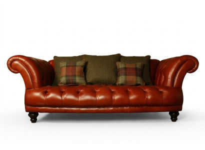 Bruin lederen Chesterfield bank bank stof bankstel 3 zits Nieuw