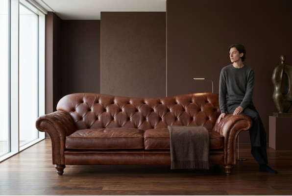 Luxe Chesterfield woonkamerbank Bruin bank Zitkussen stofbank Nieuw