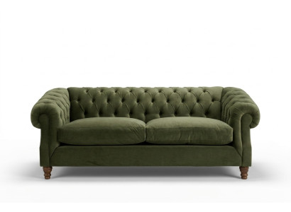 Groene gestoffeerde Chesterfield driezits Designer Luxe 3-zitsbank