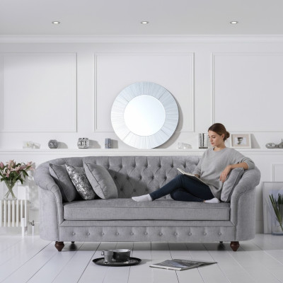 Chesterfield Bank Bank Bekleding Stof Leder Sofa's Bekleding Set 3-zits