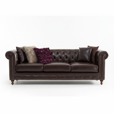 Chesterfield Bank Bank Bekleding Stof Leder Bankstel Bekleding Set 3 Zitter