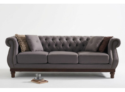 Grijze Chesterfield bank bank bekleding stoffen bank designer 3-zits