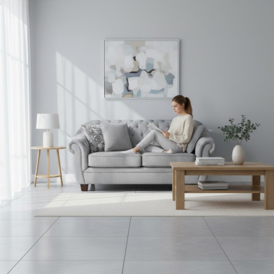 Chesterfield Bank Sofa Bekleding Stof Lederen Banken Bekleding Set 2-Zits