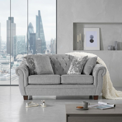 Chesterfield Bank Sofa Bekleding Stof Lederen Banken Bekleding Set 2-Zits