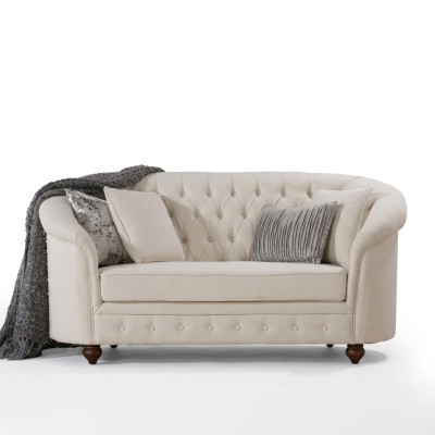 Klassieke Textiel Bank - Beige Chesterfield Stoffen Sofa 2 Zits Nieuw jvmoebel ®
