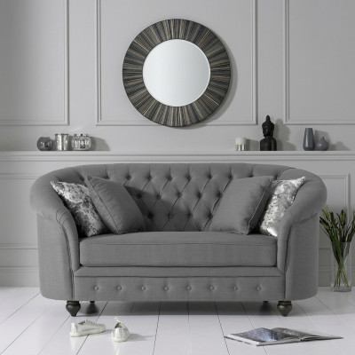 Klassieke Textielbank - Grijze Chesterfield-stoffen 2-zitsbank Nieuw jvmoebel ®