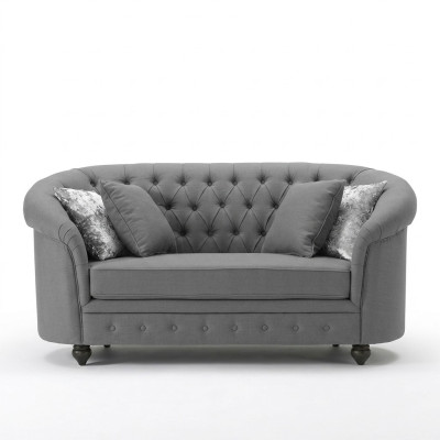 Klassieke Textielbank - Grijze Chesterfield-stoffen 2-zitsbank Nieuw jvmoebel ®