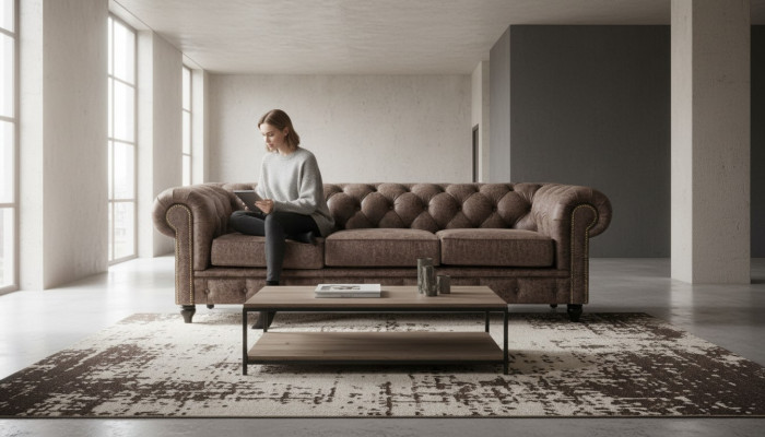 Mens Club Chesterfield Sofa Bank Leder Bekleding Driezitter Bruin NIEUW